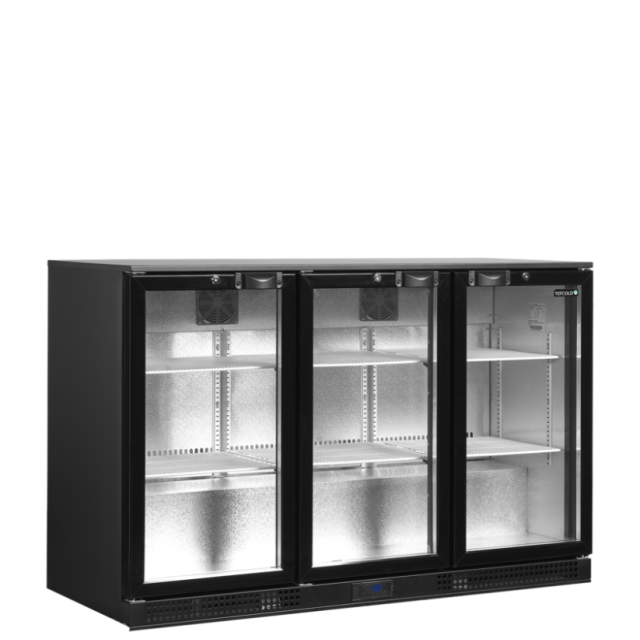 Minibar prosklené křídlové dveře, černá TEFCOLD DB301H-3