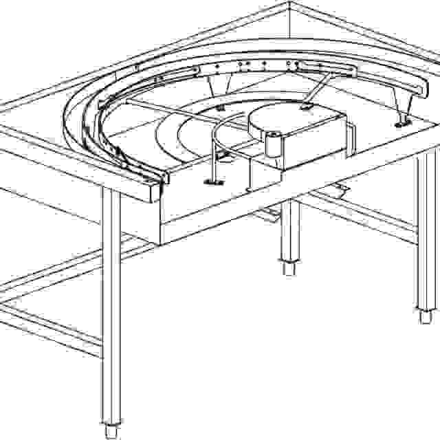 Stůl rohový 180° mechanizovaný 850 x 1500 x 850 mm
