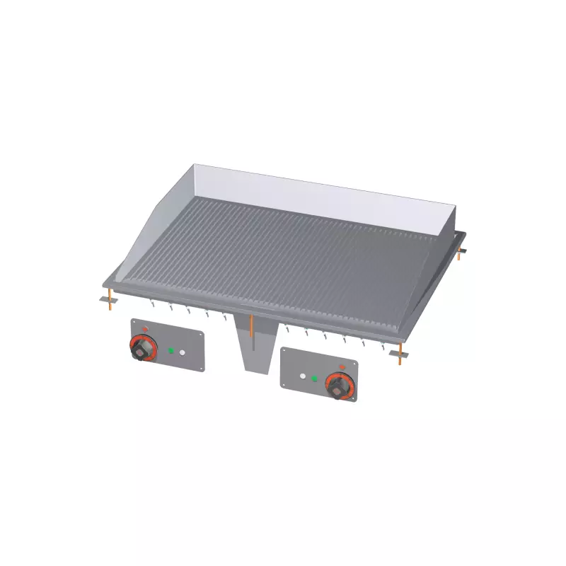 Grilovací deska 75x55 drop-in elektrická chromovaná rýhovaná 400 V 