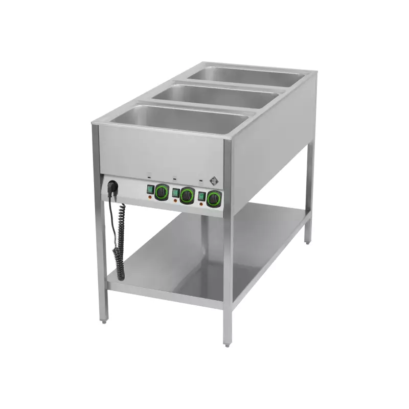 Vodní lázeň stacionární elektrická GN 3-1/1 ovládání na kratší straně s deskou 