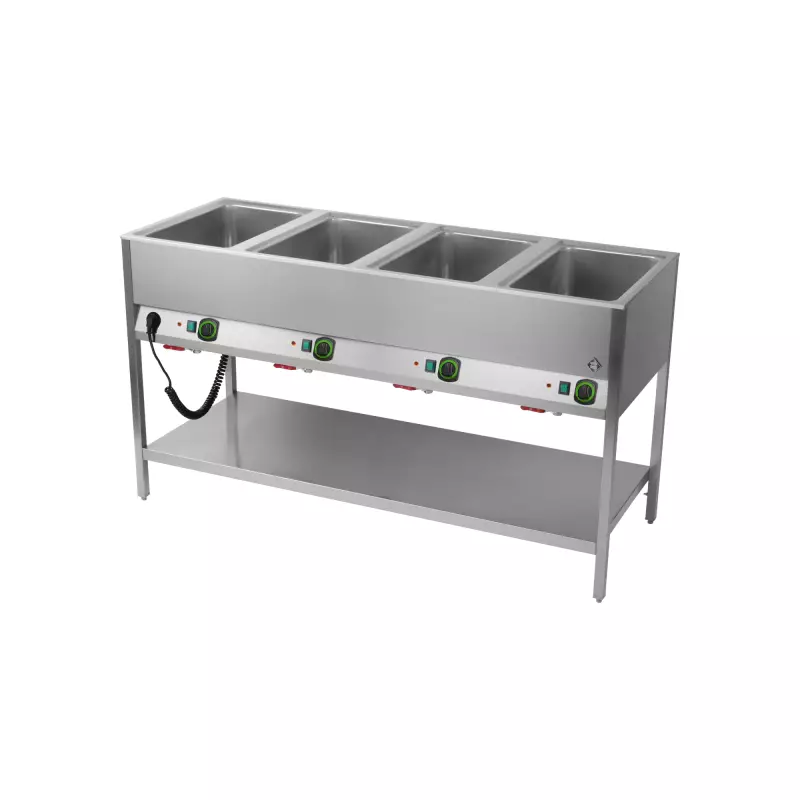 Vodní lázeň stacionární elektrická GN 4-1/1 ovládání na delší straně s deskou  
