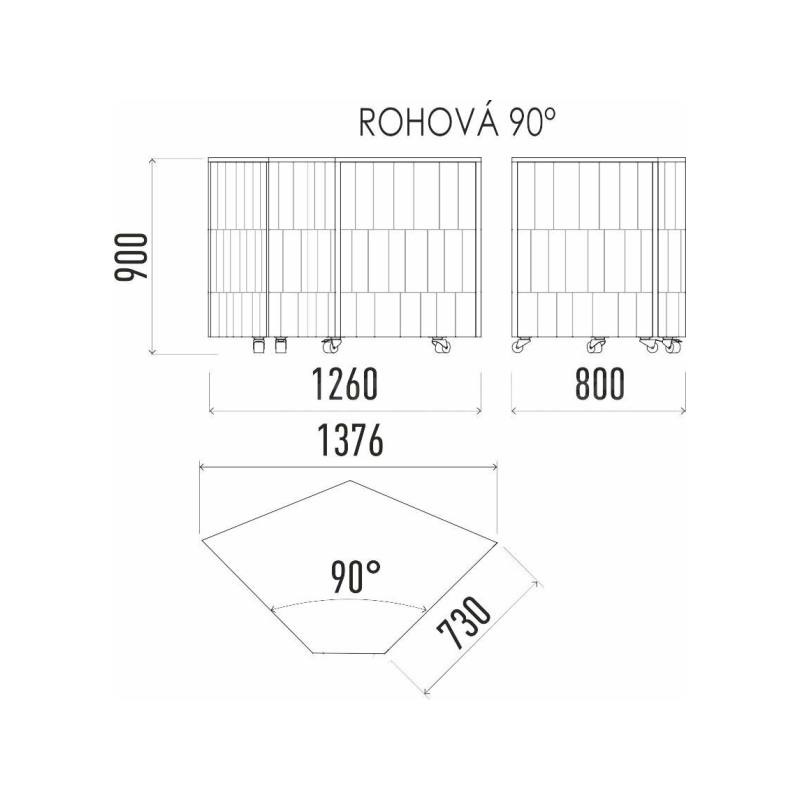 Neutrální rohový modul 90 NE 90°