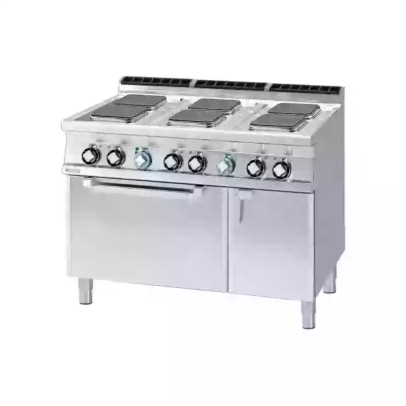 Sporák elektrický se statickou elektrickou troubou GN 2/1 - 6x plotýnka 400 V 