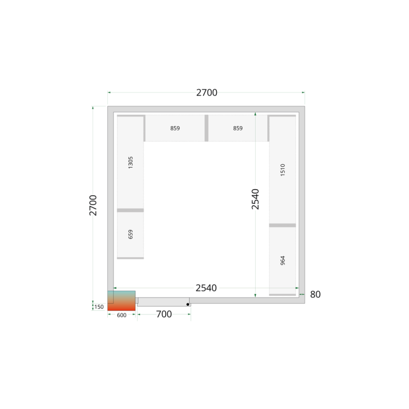 Panely ke stavebnicovým boxům 80 mm TEFCOLD CR 270x270x220