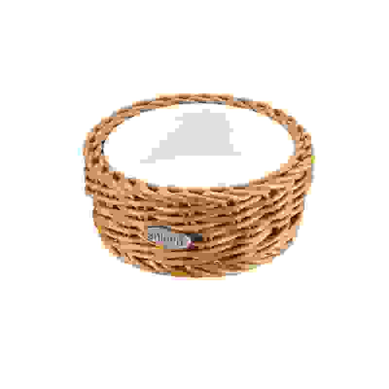 Košík s porcelánovou miskou Ø105x45 - béžový