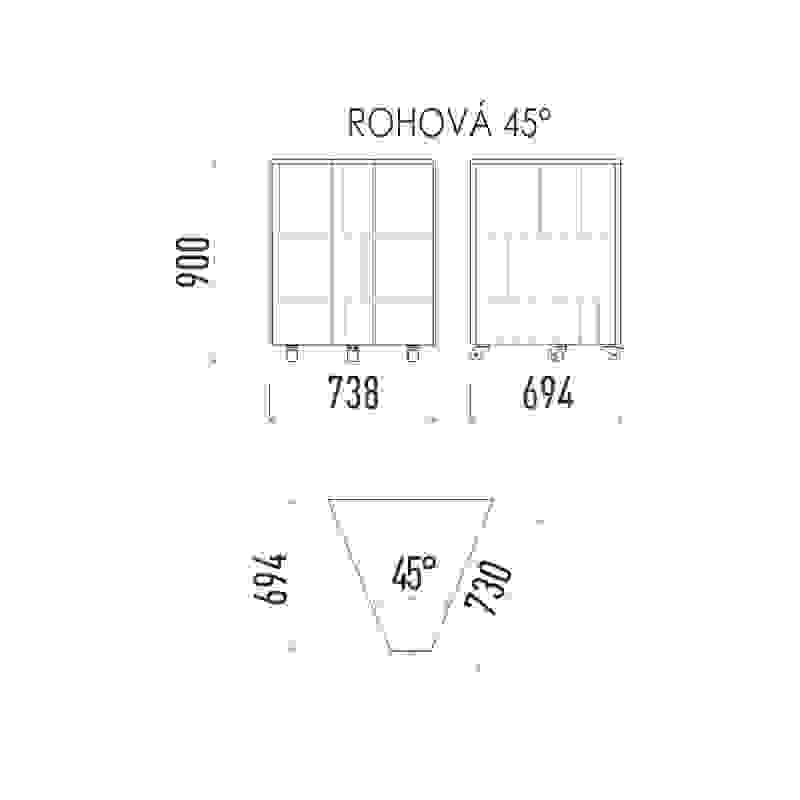 Neutrální rohový modul 45 NE 45°
