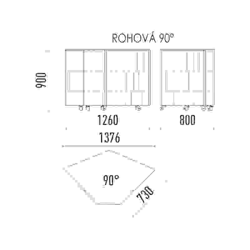 Neutrální rohový modul 90 NE 90°
