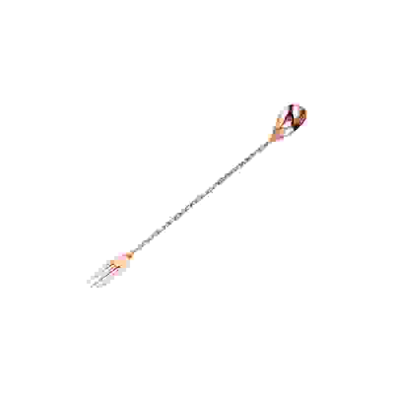 Lžička barmanská s vidličkou 40 cm, měď
