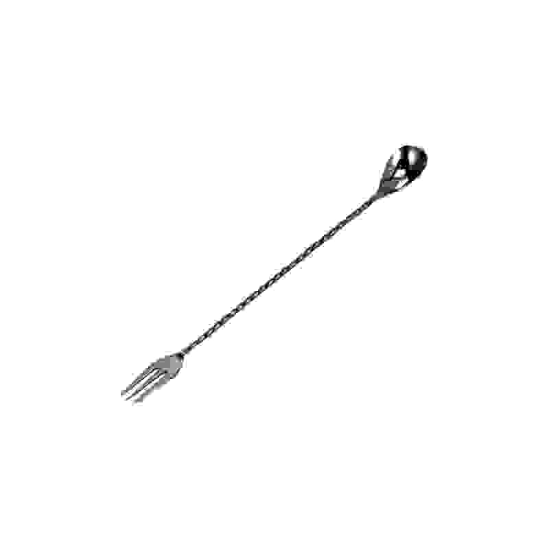 Lžička barmanská s vidličkou 30 cm, černá